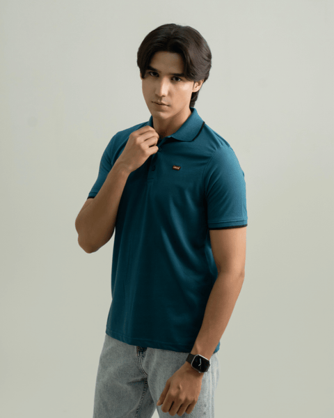 Pique Polo Shirt  - Teal